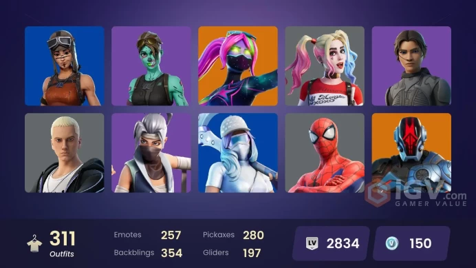 311 skins [All Platforms] Lara Croft | Monarch | Arcane Vi | Spider-Man | Meowscles | Peter Griffin | 150 VB | Instant Delivery