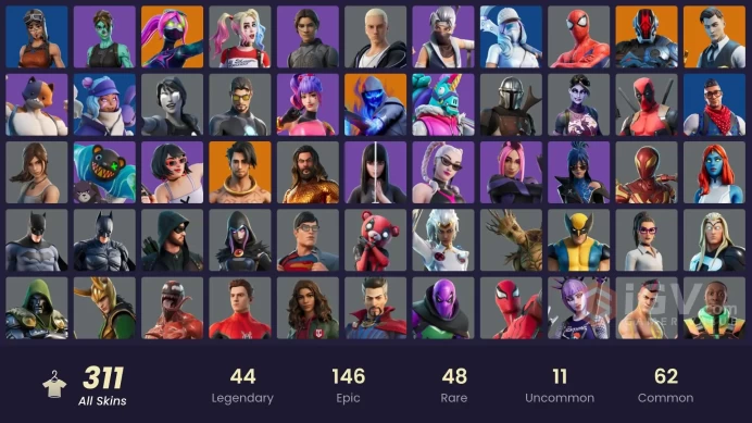 311 skins [All Platforms] Lara Croft | Monarch | Arcane Vi | Spider-Man | Meowscles | Peter Griffin | 150 VB | Instant Delivery
