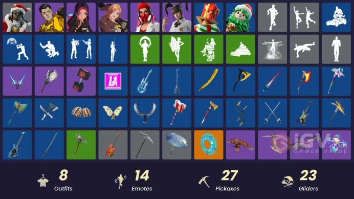 8 skins [All Platforms] Santa Dogg | Yuki Yubari | Yulejacket | Golden Gear Midas | Ready Penny | 100 VB | Instant Delivery