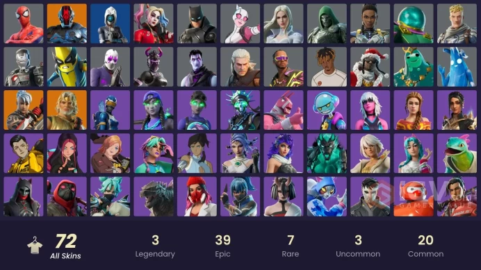 72 skins [All Platforms] Spider-Man | Geralt of Rivia | Ronin | Zeus | The Foundation | Dark Red Knight | 0 VB | Instant Delivery