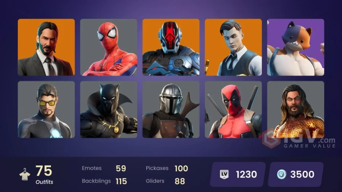 75 skins [All Platforms] Leviathan Axe | Spider-Man | John Wick | Midas | Meowscles | Ronin | Fade | 3500 VB | Instant Delivery