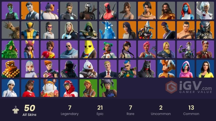 50 skins [All Platforms] Lara Croft | Reaper | Gold Midas | Gold Meowscles | Gold Brutus | Raz | Fade | 400 VB | Instant Delivery