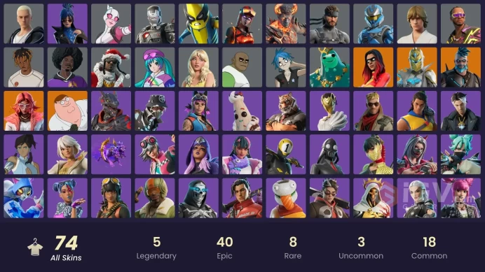 Fortnite Account [PC] 74 skins | Omegarok | Joltara | Spectra Knight | Valeria | Peter Griffin | Poseidon | Luke Skywalker | War Machine | Peelv