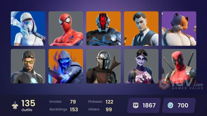 135 skins [All Platforms] Leviathan Axe | Lara Croft | Reaper | Backlash | Spider-Man | Geralt of Rivia | 700 VB | Instant Delivery