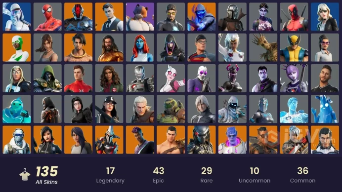 135 skins [All Platforms] Leviathan Axe | Lara Croft | Reaper | Backlash | Spider-Man | Geralt of Rivia | 700 VB | Instant Delivery