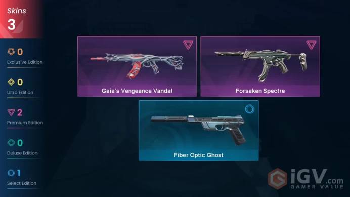 EU 3 skins | Gaia's Vengeance Vandal | Forsaken Spectre | Fiber Optic Ghost | V0568