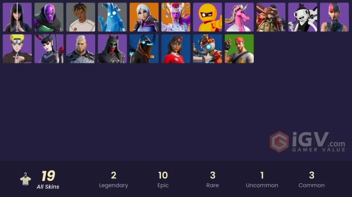 19 skins [All Platforms] Naruto Uzumaki | The Cube Queen | Torin | Prowler | Polar Peely | Slayer Juice WRLD | 500 VB | Instant Delivery