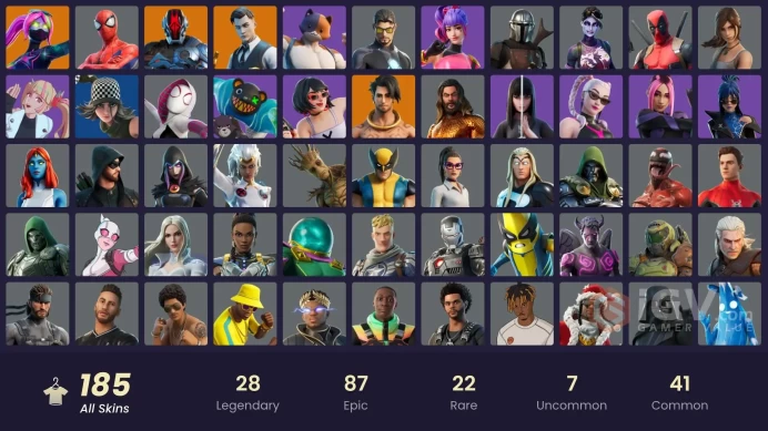 185 skins [All Platforms] OG STW | Lara Croft | Reaper | Major Glory | Joltara | Spider-Man | Spider-Gwen | 1450 VB | Instant Delivery