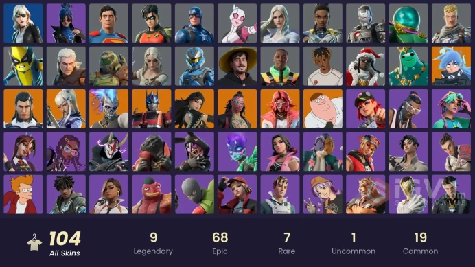 104 skins [All Platforms] Geralt of Rivia | Peter Griffin | Mizuki | The Ageless | Era | Optimus Prime | 100 VB | Instant Delivery