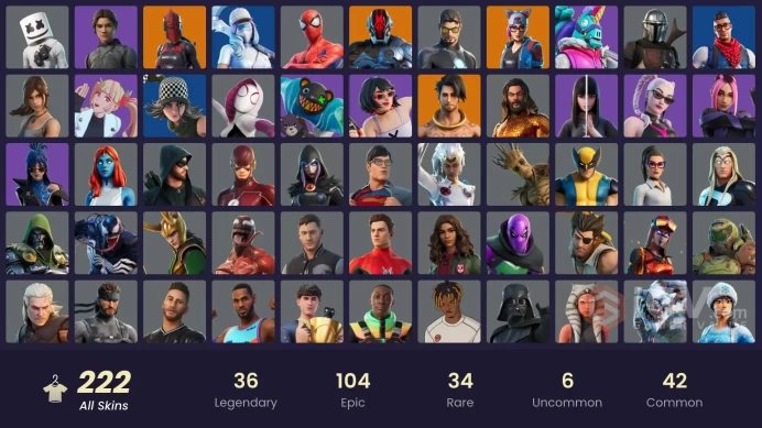 222 skins [All Platforms] Lara Croft | Reaper | Calamity | Spider-Man | Spider-Gwen | Geralt of Rivia | 0 VB | Instant Delivery