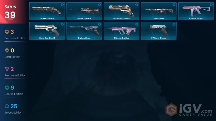| AP | 2 KNIFE | 39 SKINS | VALUE: 9275 VP | Prosperity | Reaver Vandal | RANKED READY | 334 LEVEL | INSTANT DELIVERY | FULL ACCESS | Flwvu |