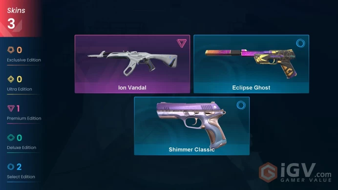 | AP | 3 SKINS | VALUE: 1775 VP | Ion Vandal | Shimmer Classic | RANKED READY | 81 LEVEL | INSTANT DELIVERY | FULL ACCESS | Fqklt |
