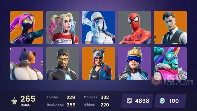 265 skins [All Platforms] The Champion | Lara Croft | Reaper | Backlash | Neo Versa | Spider-Man | 100 VB | Instant Delivery