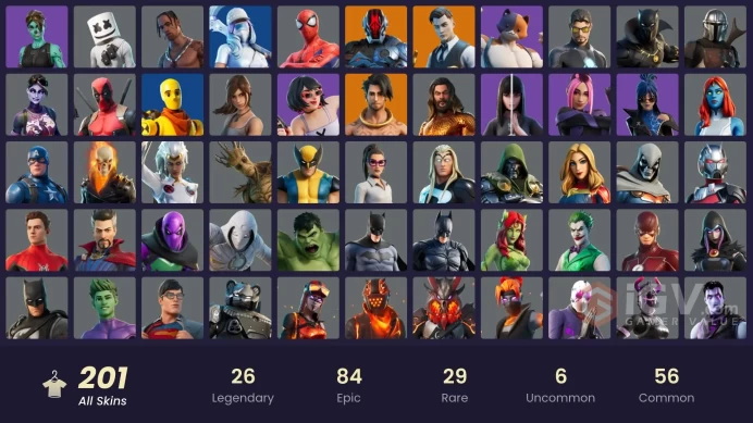 201 skins [All Platforms] Travis Scott | Lara Croft | Spider-Man | Geralt of Rivia | Peter Griffin | 500 VB | Instant Delivery