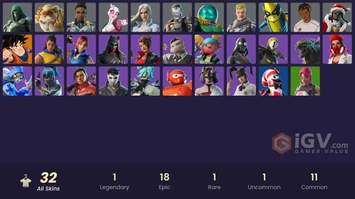 32 skins [All Platforms] Son Goku | War Machine | Mysterio | Peelverine | Emma Frost | Meowtooth | Shuri | 800 VB | Instant Delivery