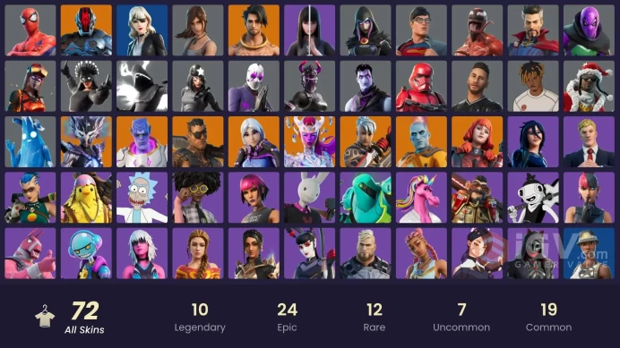 72 skins [All Platforms] Lara Croft | Spider-Man | Keri Commander | Shady Doggo | Raz | Spire Assassin | 500 VB | Instant Delivery
