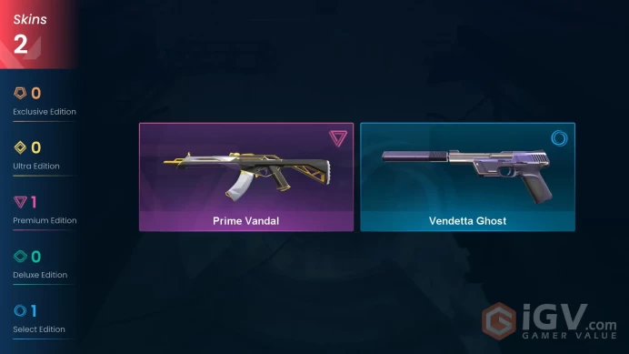| AP | 2 SKINS | VALUE: 1775 VP | Prime Vandal | Vendetta Ghost | RANKED READY | 57 LEVEL | INSTANT DELIVERY | FULL ACCESS | FrIrM |