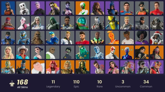 168 skins [All Platforms] Backlash | Peter Griffin | Renegade Raider | Era | Kado Thorne | Hades | Wild Card | 250 VB | Instant Delivery