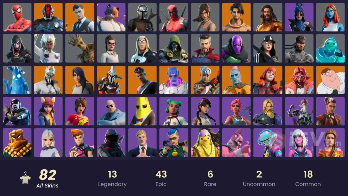 82 skins [All Platforms] Rogue Spider Knight | Lara Croft | Spider-Man | Meowscles | Peter Griffin | 3450 VB | Instant Delivery