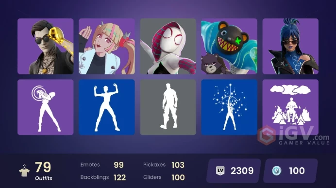 79 skins [All Platforms] Spider-Gwen | Geralt of Rivia | Peter Griffin | The Ageless | Mizuki | 100 VB | Instant Delivery