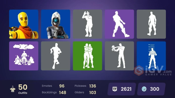 50 skins [All Platforms] Reaper | Geralt of Rivia | The Ageless | Mizuki | Renzo the Destroyer | 300 VB | Instant Delivery