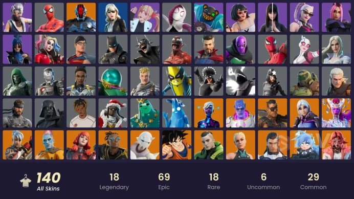 140 skins [All Platforms] Spider-Man | Spider-Gwen | Geralt of Rivia | Peter Griffin | Lina Scorch | 0 VB | Instant Delivery