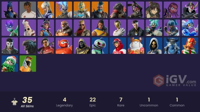 35 skins [All Platforms] Mizuki | Renzo the Destroyer | Omegarok | Spectra Knight | Slayer Juice WRLD | 900 VB | Instant Delivery