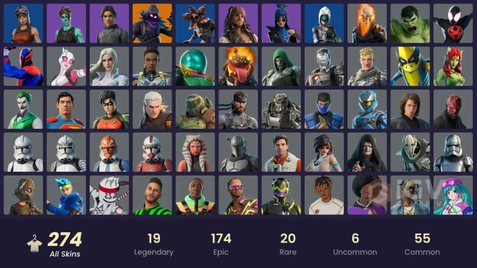 268 skins [All Platforms] Geralt of Rivia | Peter Griffin | Renegade Raider | Fixer | Lina Scorch | 350 VB | Instant Delivery