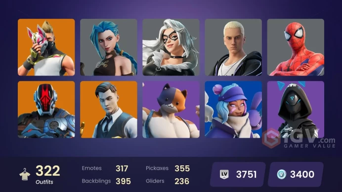 [PC/PSN/XBOX] 322 skins |  Deluxe STW | 3400 VB | Chun-Li | Lara Croft | Black Cat | Arcane Jinx | Verve | Orange Justice 