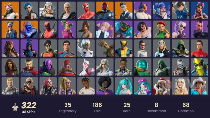 [PC/PSN/XBOX] 322 skins |  Deluxe STW | 3400 VB | Chun-Li | Lara Croft | Black Cat | Arcane Jinx | Verve | Orange Justice 