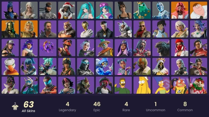 Fortnite Account [PC] 63 skins | Valeria | Hades | Peter Griffin | Zeus | Poseidon | Glacial Dummy | Ciri | Solid Snake | Hatsune Miku | Santa D
