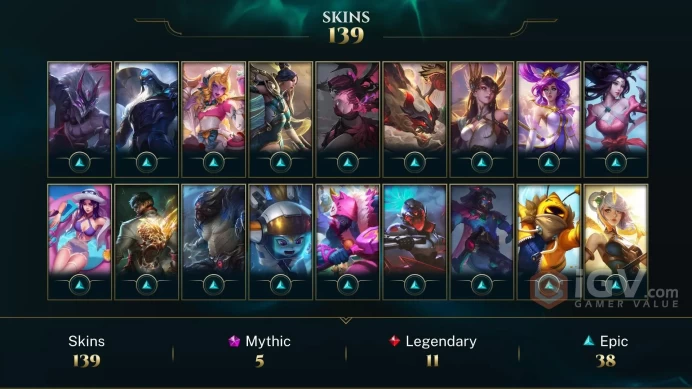 [D173] NA/EUW/OCE/JP/ 172 heroes / 139skins /  Instant Delivery/ Can change bound email and password/Can be transferred to any server