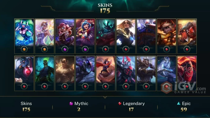 [D175] NA/EUW/OCE/JP/ 172 heroes / 175skins /  Instant Delivery/ Can change bound email and password/Can be transferred to any server