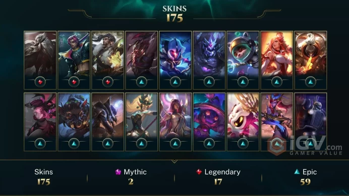 [D175] NA/EUW/OCE/JP/ 172 heroes / 175skins /  Instant Delivery/ Can change bound email and password/Can be transferred to any server