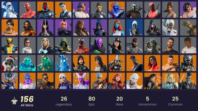 (PC PSN XBOX) 156 skins | Gold Meowscles | Gold Brutus | Gold TNTina | Gold Midas | Raz | Kymera | Sorana | Torin | Ronin | Peter Griffin | The 