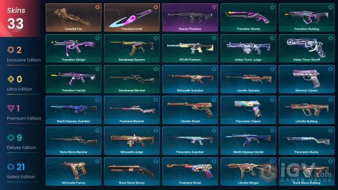 EU - LVL 15 - Unranked - 2 Knives - 33 Skins - Transition knife - Celestial fan