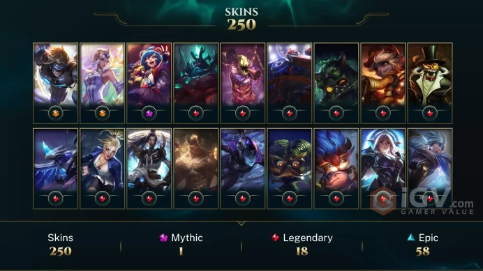 [D144] NA/EUW/OCE/JP/ 172 heroes / 250skins /  Instant Delivery/ Can change bound email and password/Can be transferred to any server