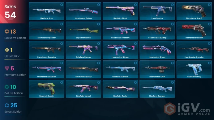 NA | 54 skins | Recon Balisong | ORA by OneTap Vandal | EX.O Vandal | Kuronami Vandal | Overdrive Blade | Mystbloom Fanblade | B1774