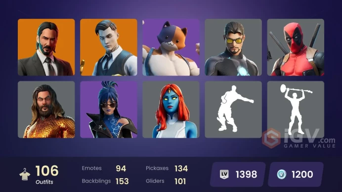 [Code A162] [PC/XBOX] 106 skins | Fashion Banshee | Point Patroller | Shady Doggo | Fade | John Wick | Eternal Knight | Optimus Prime 