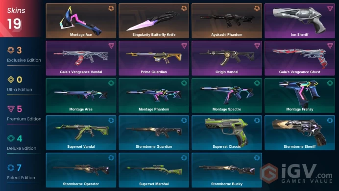 EU / 19 LUX SKINS (Origin Vandal+Ion Sheriff+Gaia's Vengeance Vandal) + 2 KNIVES (Singularity Butterfly Knife) / MAIL (FULL ACCESS)