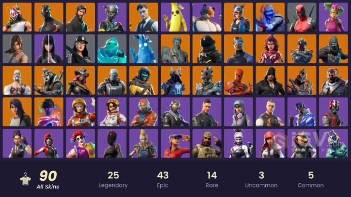 [PC/XBOX/NINTENDO] 90 skins  Take The L . reaper | The Reaper | Elite Agent | Tart Tycoon  Blue Striker | Love Ranger | Galaxy Grappler HR0104