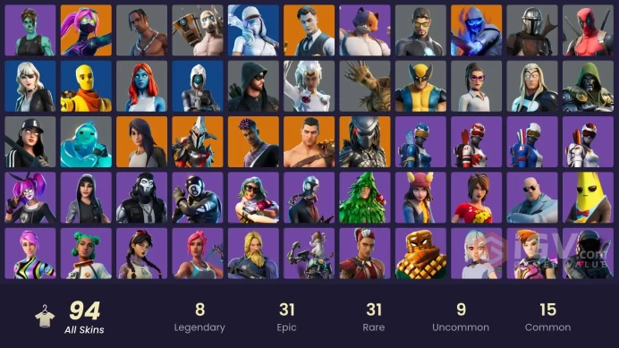 [PC/PSN/NINTENDO] 94 skins | Travis Scott | Merry mint axe .  leviathan axe . Gold Meowscles | Gold Midas | Striker Specialist | HR0022