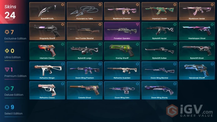 EU | Kuronami no Yaiba, Imperium Vandal, Mystbloom Vandal, Mystbloom Phantom, Singularity Sheriff, Forsaken Operator, Neo Frontier Marshal