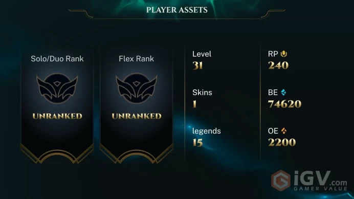 [NA] | 74,000+ Blue Essence | LVL 30 | Completed 10 games and can directly rank | Full Access | Instant Delivery |Unverified Email | N111