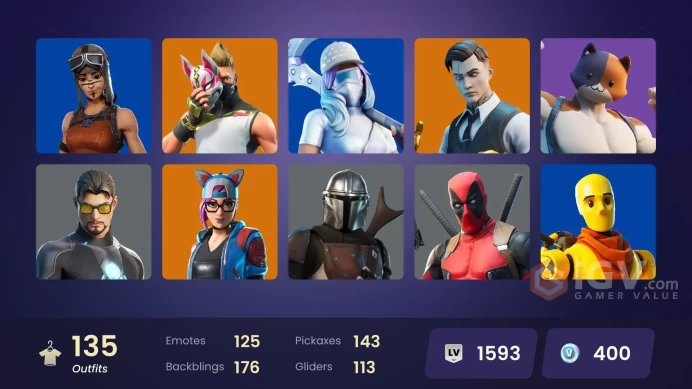 [PC/PSN/XBOX/NINTENDO] 135 skins . 30 paid Renegade Raider | Gold Midas |  Gold Brutus | Cloud Striker | Blue Striker | 400 VB HR0015
