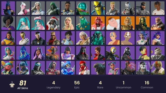 [PC/XBOX/NINTENDO] 81 skins | Andromeda | Hades | Zeus | Valeria | Peter Griffin | Poseidon | Captain Jones | Emma Frost | HR0037