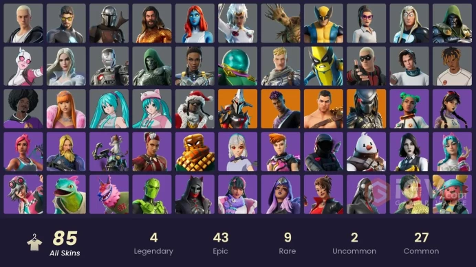 [PC/PSN/XBOX/NINTENDO] 85 skins | Menace | Eternal Knight | Fade | Predator | Mandalorian | Groot | Captain Jones | Mysterio | HR0062