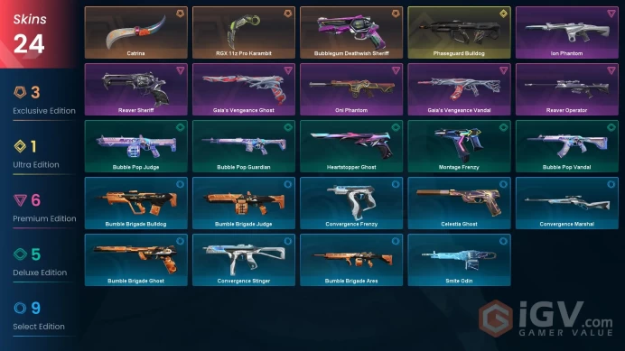 EU [ 24 TOP SKINS + 2 KNIFE ] RGX 11z Pro Karambit + Phaseguard Bulldog + Oni Phantom + Gaia's Vandal + Reaver Sheriff  / full acces