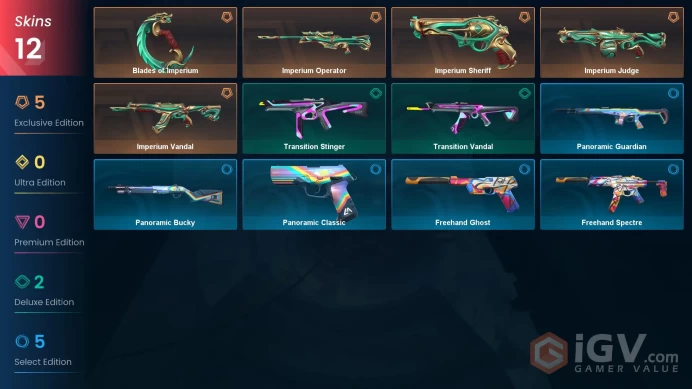 [Turkish - EU] Ascendant Ranked (V26 ACT2) | 12x Rare Skins [Imperium Bundle + 1x BattlePass Skins] | Full Access | Instant Delivery