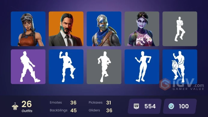 FA / 22 SKINS / OG RENEGRADE RAIDER / BLUE SQUIRE / ROYALE KNIGHT